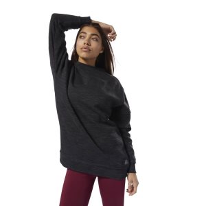 Reebok Training Essentials Marble Oversized Crew Sweatshirt Damen - Schwarz - DE 780-VCA